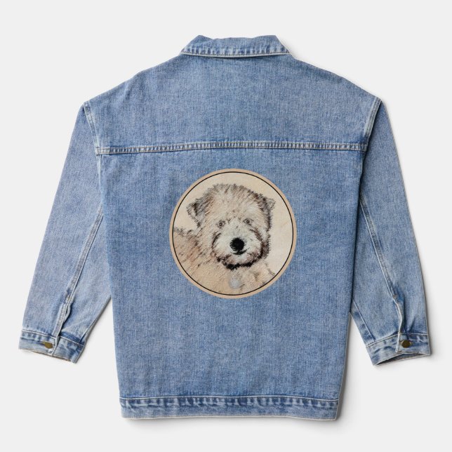 Soft Coated Wheaten Terrier Painting Original Art Denim Jacket (Back)