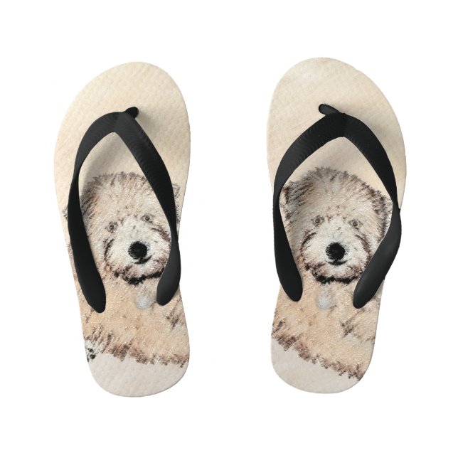 Soft Coated Wheaten Terrier Painting Original Art Kid's Flip Flops (Footbed)