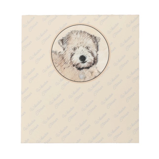 Soft Coated Wheaten Terrier Painting Original Art Notepad (Front)