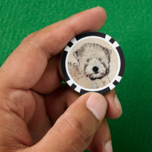 Soft Coated Wheaten Terrier Painting Original Art Poker Chips
