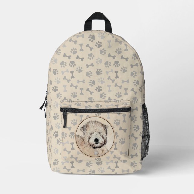 Soft Coated Wheaten Terrier Painting Original Art Printed Backpack (Front)