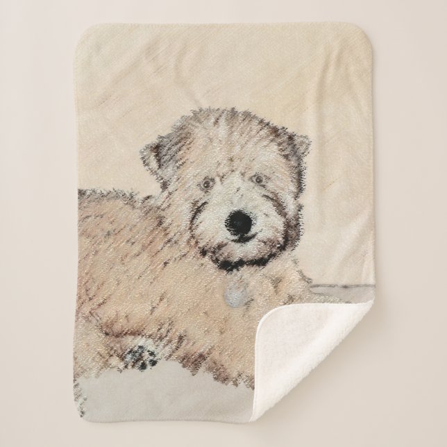 Soft Coated Wheaten Terrier Painting Original Art Sherpa Blanket (Front)