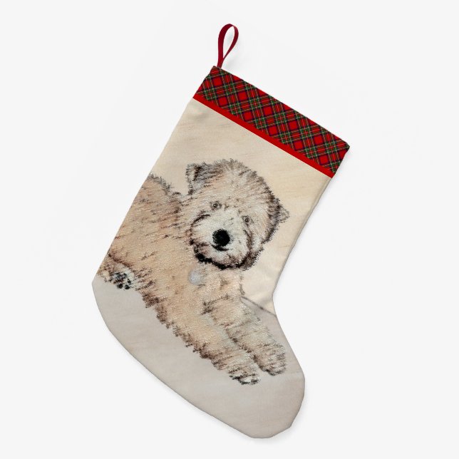 Soft Coated Wheaten Terrier Painting Original Art Small Christmas Stocking (Front (Hanging))