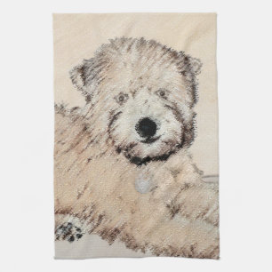 Soft Coated Wheaten Terrier Painting Original Art Tea Towel
