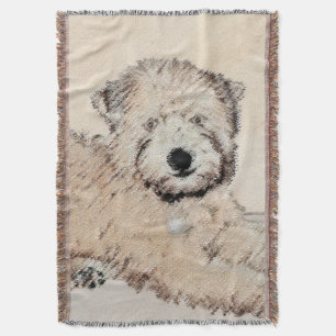 Soft Coated Wheaten Terrier Painting Original Art Throw Blanket