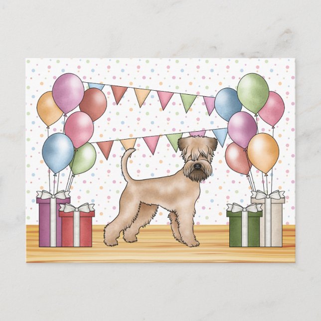 Soft-Coated Wheaten Terrier Pastel Colours Birthda Postcard (Front)