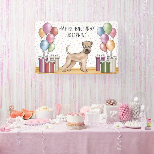 Soft-Coated Wheaten Terrier Pastel Happy Birthday Banner (Party)
