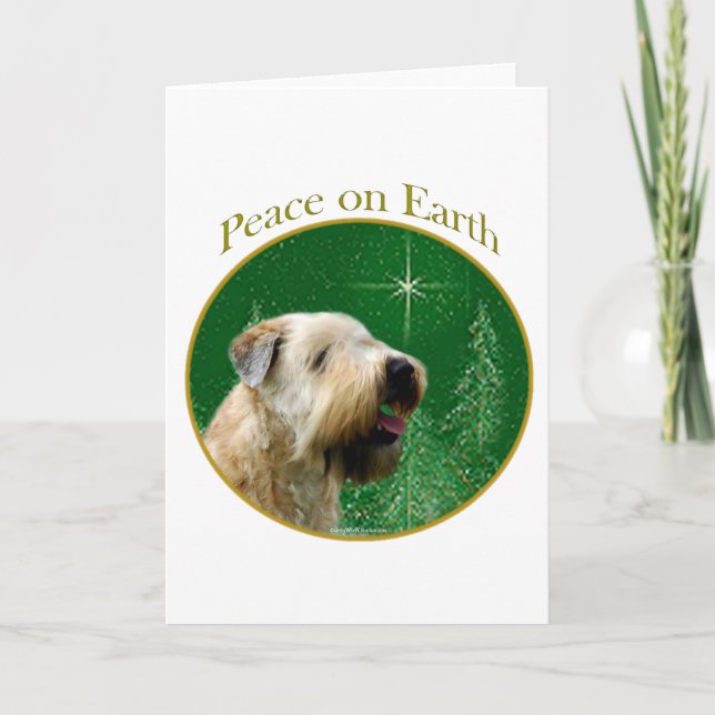Soft Coated Wheaten Terrier Peace Holiday Card (Front)