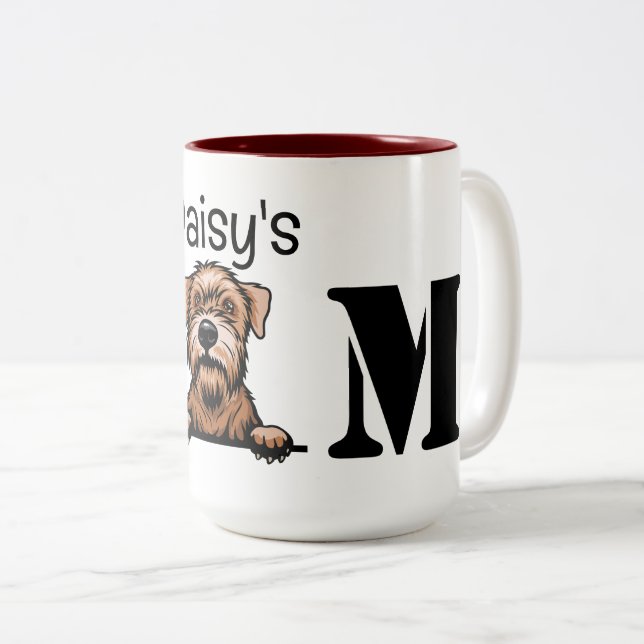 Soft Coated Wheaten Terrier Peeking Mum Two-Tone Coffee Mug (Front Right)