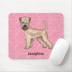 Soft-Coated Wheaten Terrier Pink Hearts And Name Mouse Mat