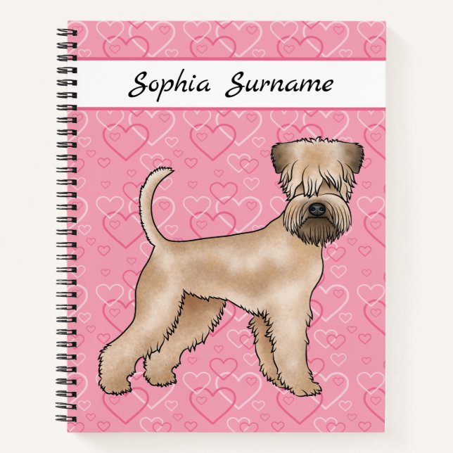 Soft-Coated Wheaten Terrier Pink Hearts And Text Notebook (Front)