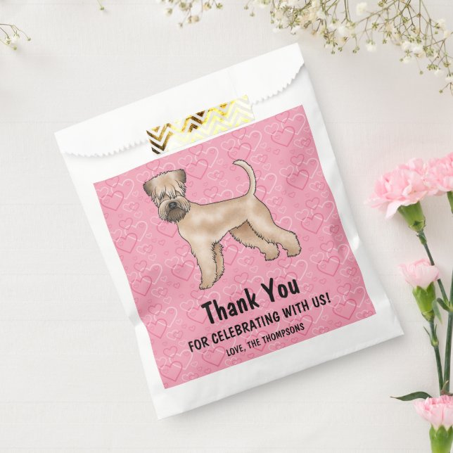 Soft-Coated Wheaten Terrier Pink Hearts Thank You Favour Bags (Sealed)