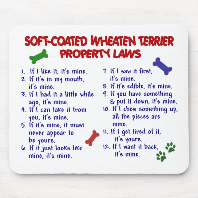 SOFT-COATED WHEATEN TERRIER Property Laws 2 Mouse Mat (Front)
