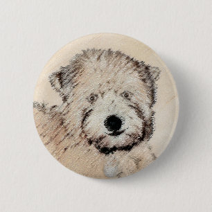 Soft-Coated Wheaten Terrier Puppy Painting Dog Art 6 Cm Round Badge