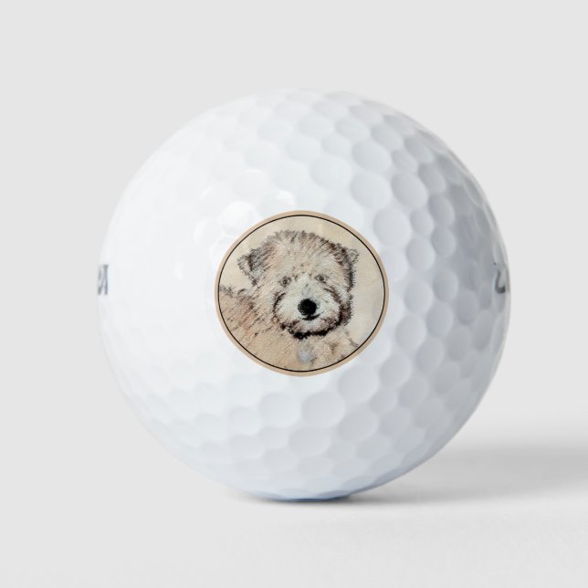 Soft-Coated Wheaten Terrier Puppy Painting Dog Art Golf Balls (Front)
