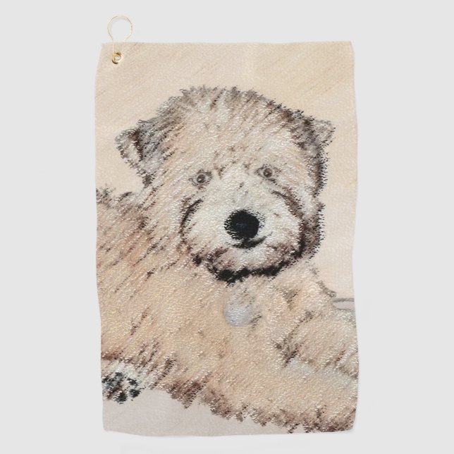 Soft-Coated Wheaten Terrier Puppy Painting Dog Art Golf Towel (Front)