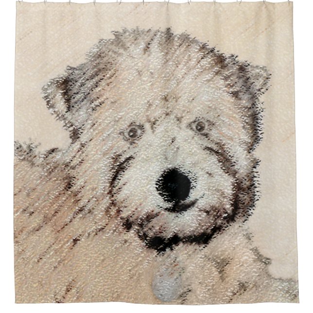 Soft-Coated Wheaten Terrier Puppy Painting Dog Art Shower Curtain (Front)