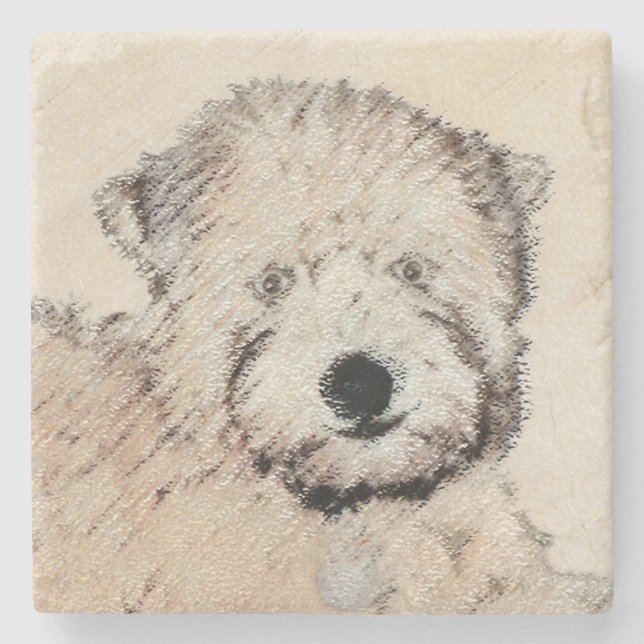 Soft-Coated Wheaten Terrier Puppy Painting Dog Art Stone Coaster (Front)