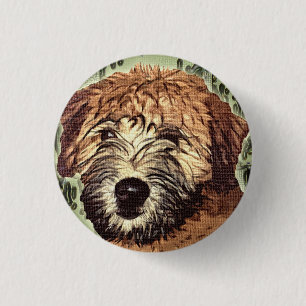 Soft-Coated Wheaten Terrier Puppy with Wet Face 3 Cm Round Badge