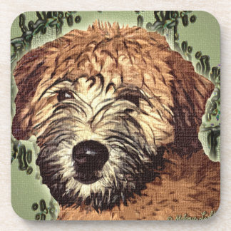 Soft-Coated Wheaten Terrier Puppy with Wet Face Coaster