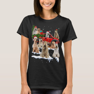 Soft coated Wheaten Terrier Red Truck Christmas Tr T-Shirt