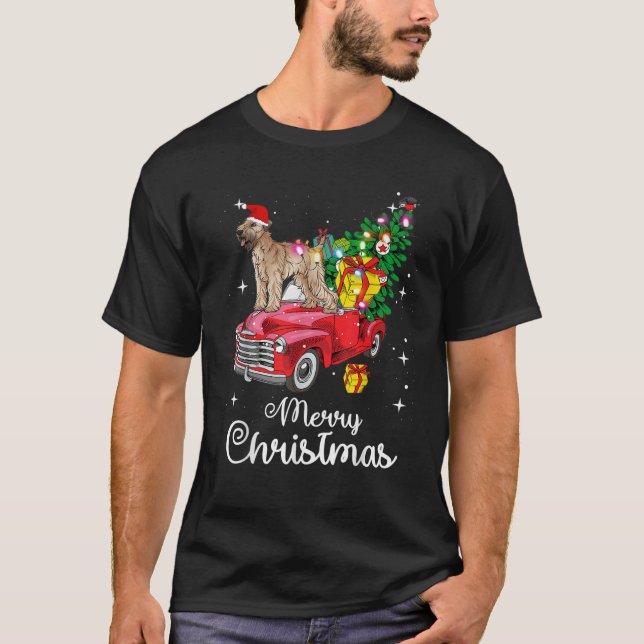 Soft Coated Wheaten Terrier Ride Red Truck Christm T-Shirt (Front)