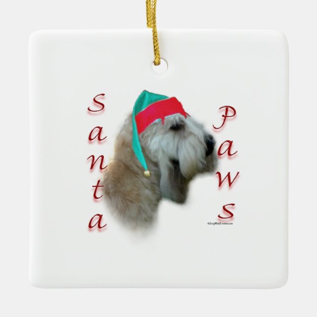 Soft Coated Wheaten Terrier Santa Paws Ceramic Ornament (Front)