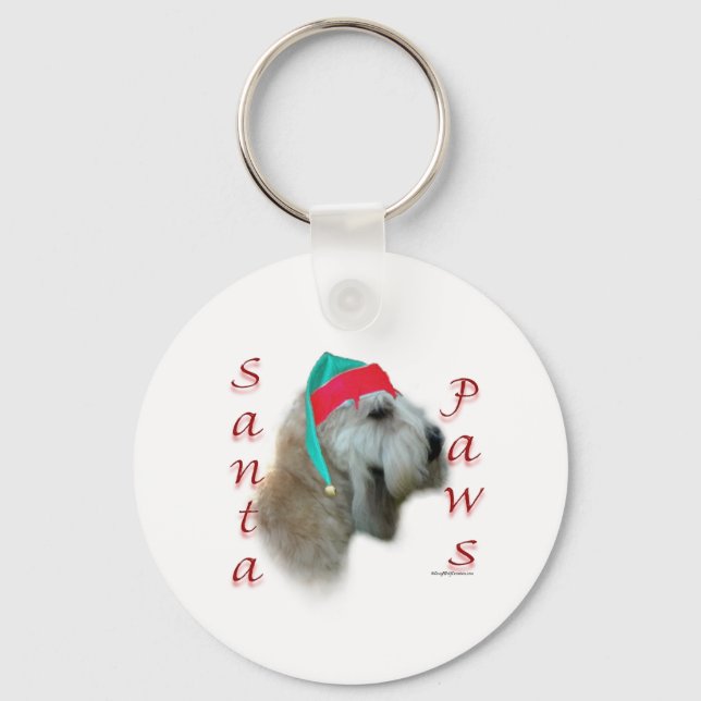 Soft Coated Wheaten Terrier Santa Paws Key Ring (Front)