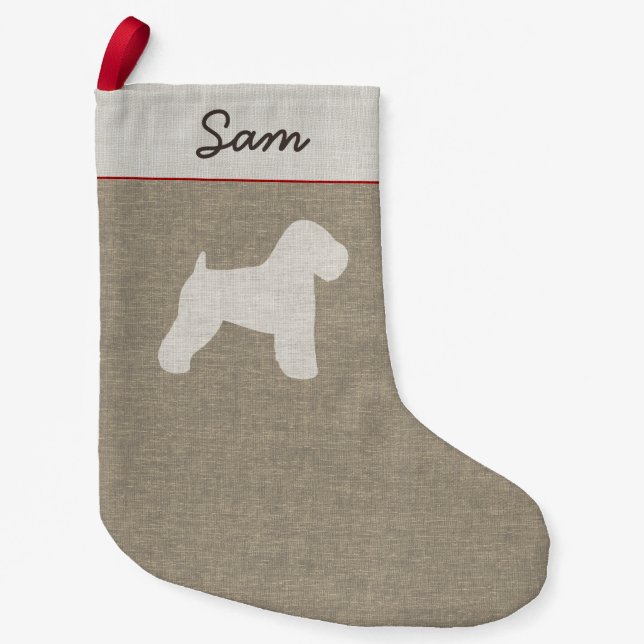 Soft Coated Wheaten Terrier Silhouette Dog Holiday Small Christmas Stocking (Front)