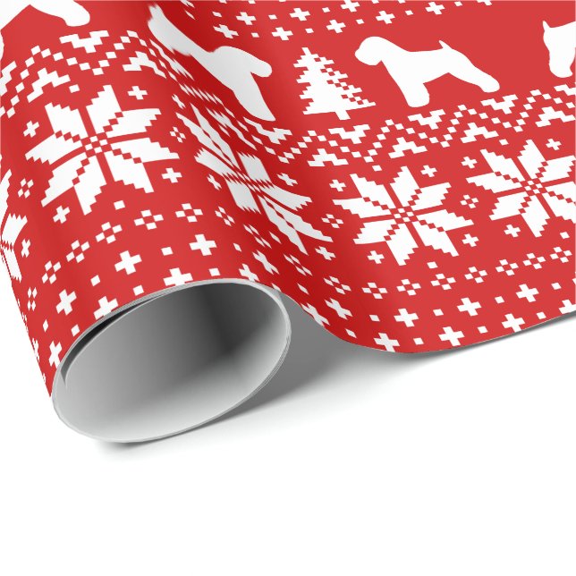 Soft Coated Wheaten Terrier Silhouettes Christmas Wrapping Paper (Roll Corner)