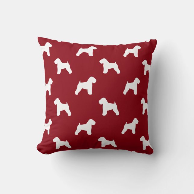 Soft Coated Wheaten Terrier Silhouettes Red Cushion (Front)
