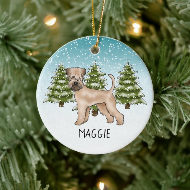 Soft-Coated Wheaten Terrier Snowy Winter Forest Ceramic Tree Decoration (Tree)