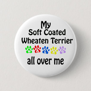 Soft Coated Wheaten Terrier Walks Design 6 Cm Round Badge