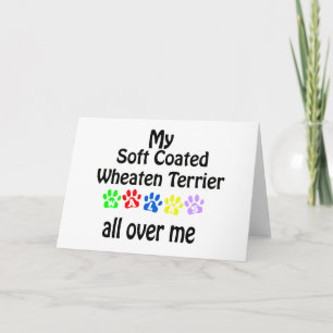 Soft Coated Wheaten Terrier Walks Design Holiday Card