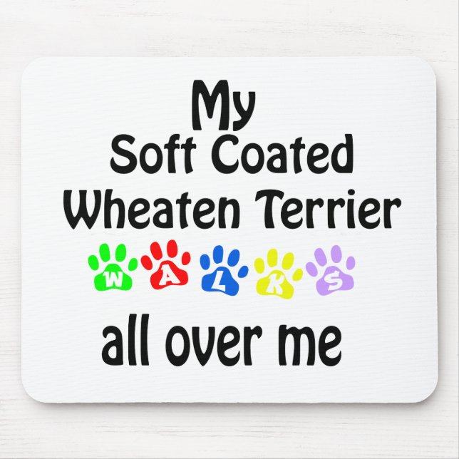 Soft Coated Wheaten Terrier Walks Design Mouse Mat (Front)