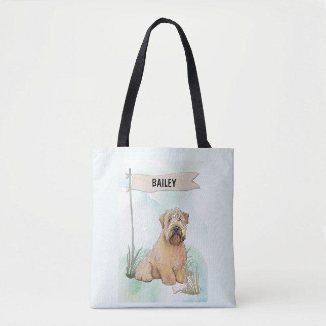 Soft Coated Wheaten Terrier Watercolor Personalise Tote Bag (Front)