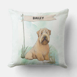 Soft Coated Wheaten Terrier Watercolor Personalize Cushion