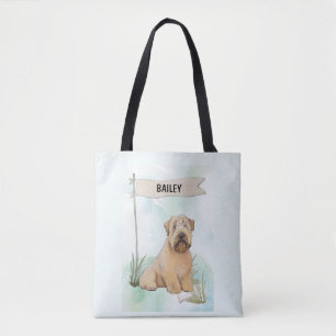 Soft Coated Wheaten Terrier Watercolor Personalize Tote Bag