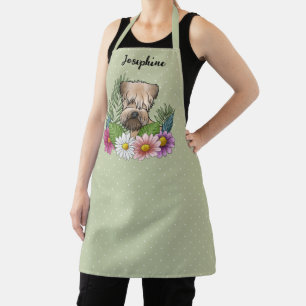 Soft-Coated Wheaten Terrier With Flowers And Name Apron