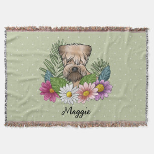 Soft-Coated Wheaten Terrier With Flowers And Name Throw Blanket