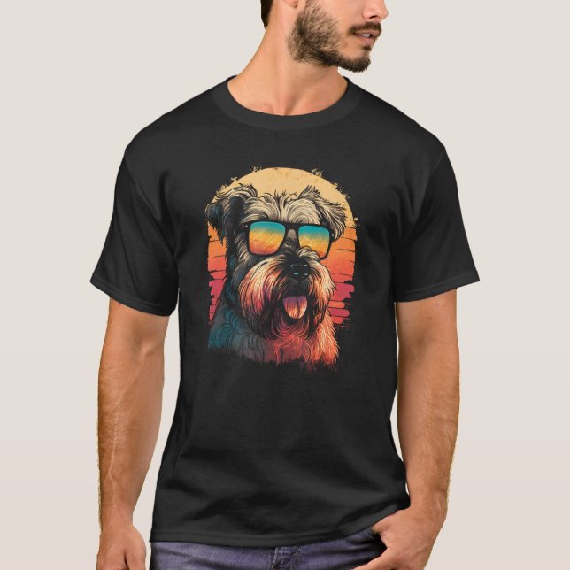 Soft Coated Wheaten Terrier With Retro Sunset Sung T-Shirt (Front)
