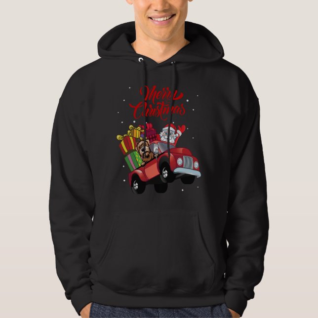 Soft Coated Wheaten Terrier With Santa Claus In Re Hoodie (Front)