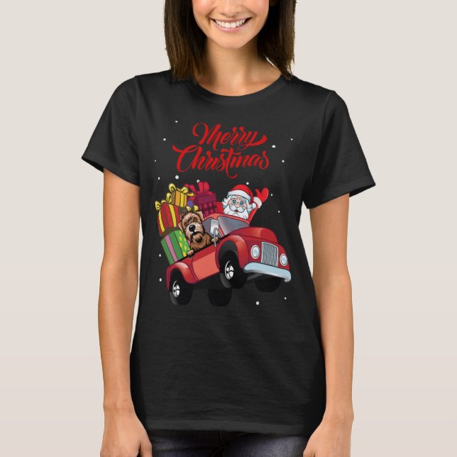 Soft Coated Wheaten Terrier With Santa Claus In Re T-Shirt (Front)