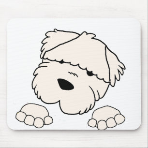 soft coated wheten terrier peeking mouse mat