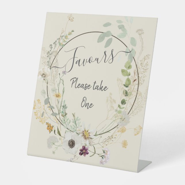 Soft Color Wild Flowers Pedestal Sign (Front)