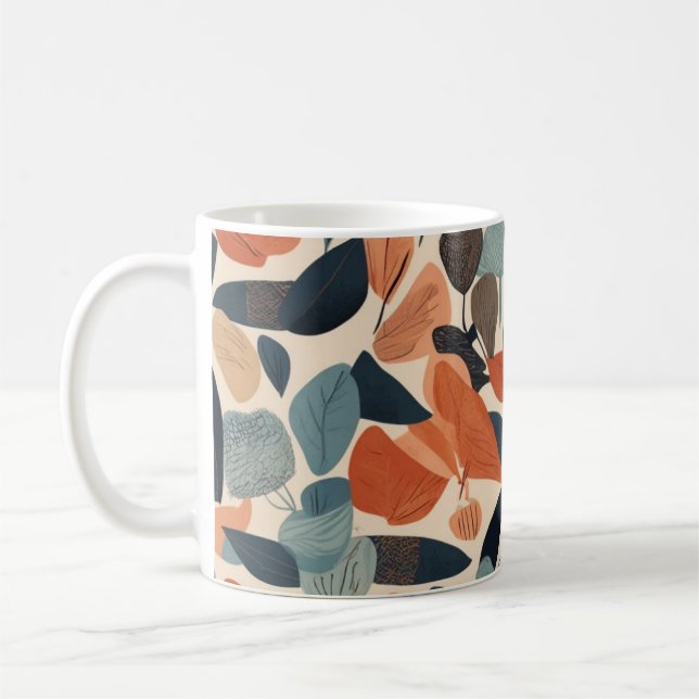 Soft-colored leaf design coffee cup (Left)