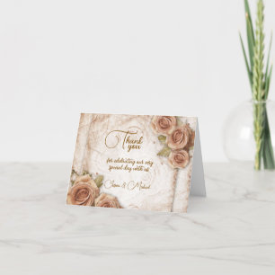 Soft Colored Roses Wedding Thank You Card