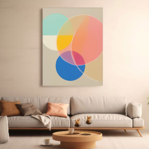 Soft colos geometric shapes modern decorative art poster