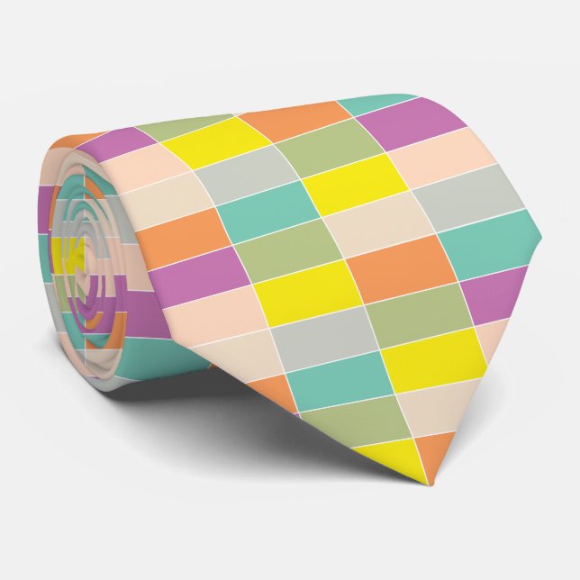 Soft Colour Chequerboard Tie (Rolled)