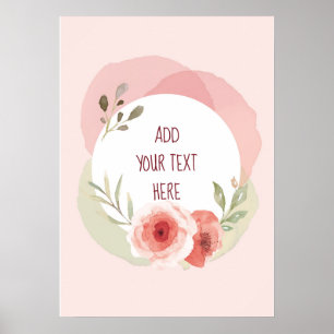 SOFT COLOUR PINK AND GREEN FLORAL CUSTOM POSTER